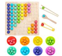 Wisplye Giocattoli Legno Perline Giochi Montessori, Giochi da Tavolo Puzzle Perline, Educativo Precoce Regalo per Bambini, Arcobaleno Palla Eliminazione per Mani Brain Training di Memoria