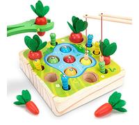 Wisplye Giochi Bambini Legno Giochi di Pesca Carota Raccolta Giocattolo per Selezionare Le Forme Montessori Educativi Precoci Giocattoli attività Motorie Regalo per Bambino 3 e 6 Anni