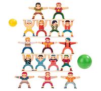 Wisplye Gioco di Legno Impilabile, Bilanciamento Accatastamento di Blocchi, Balancing Blocks Giocattoli Educativi Montessori Regali per Bambini Infanti 3+ Anni, 16 Hercules