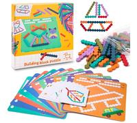 Wisplye Montessori Puzzle in Legno di 55 Forma Geometrica Blocchi Tangram Giocattoli Classico Educativo Set e 24 carte di Apprendimento, Divertente Giocattolo Regalo per Bambini 3 4 5 6 7 Anni