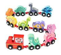 Wisplye Treno Giochi Legno Bambino 1 2 Anno, Giochi Montessori Trenino di Numero 1-10, Blocco Prescolare Gioco Dinosauro Educativi per Ragazzi Ragazze Compleanno Natale Regalo