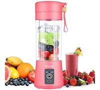 Wissec Frullatore Portatile, 380 ml Mini Frullatore Rosa, Adatto per Frullati e Frappè, Frullatore Elettrico, con Ricarica USB, Sei Lame 3D per un Ottimo Effetto Frullatore, BPA Free