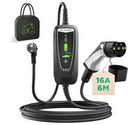 WISSENERGY Cavo di Ricarica Portatile Tipo 2 con Spina Schuko, [ 3,68kW | 10A | 13A | 16A | 6M ] Caricatore Auto Elettrica, Wallbox Mobile Impermeabile IP66 con Model Y/3, 500e, e-208 e Altri EV/PHEV