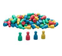 WISSNER Set di 100 personaggi halma/coni meeples gioco in 4 colori (25 pezzi ciascuno in rosso, verde, blu, giallo) - RE-Wood. Accessori per giochi da tavolo, 200200.000