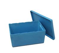 WISSNER RE-Wood Scatola portaoggetti blu, 4 l, per Kita e scuola elementare, impilabile con coperchio, soluzione di stoccaggio ecologica per giocattoli e materiali, robusta e pratica