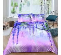 Wisteria bloomsSet Di Copripiumino morbida microfibra 3 Pezzi stampa 3D con cerniera watercolor floral art copripiumino incluso federe aiosa ultra morbido for ragazze Double（200x200cm）