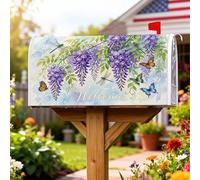 Wisteria Coperture magnetiche per cassetta delle lettere, motivo primaverile con farfalla e libellula, per decorare la casa e il giardino, 53 x 64 cm