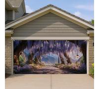 Wisteria Garden Garage Door Cover, Viola Floreale Fantasia Grande Garage Door Decorations, Outdoor Scenic Home Decor, Spring Wall Art Decor 390x180 pollici