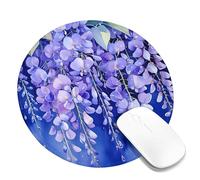 Wisteria Spring, tappetino per mouse da scrivania, motivo floreale viola acquerello con bordo cucito, in gomma, antiscivolo, lavabile, tappetino per mouse da gioco per casa e ufficio, computer