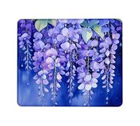 Wisteria Spring, tappetino per mouse da scrivania, motivo floreale viola acquerello con bordo cucito, in gomma, antiscivolo, lavabile, tappetino per mouse da gioco per casa e ufficio, computer