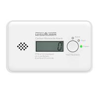 WisuAlarm Rilevatore di monossido di carbonio, sensore ro 10 anni, batteria 10 anni, allarme monossido di carbonio, allarme CO con display LCD, pulsante test/silenzio, certificato EN 50291