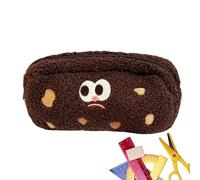 Wisylizv Astuccio in peluche per bambini - per la scuola con grande capacità, ideale per penne, pennarelli e piccoli appunti, pratica cancelleria per studenti, marrone scuro, vedi