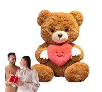 Wisylizv Bear Plush | Cute Valentines Day Plush Bear Hugging Heart | Stuffed Animal Doll Toy Throw Pillow for Women Girlfriend Anniversaries Birthdays