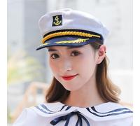 Wisylizv Cappellino da capitano - cappello da capitano per adulti | cappello da capitano yacht bianco | cappello da capitano marina capitano | cappello da festa per adulti