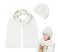 Wisylizv Cappello e sciarpa, cappello caldo - Cappelli caldi lavorati a maglia - Cappelli multiuso, sciarpe autunnali alla per campeggio e passeggiate, bianco, Se référer au descriptif