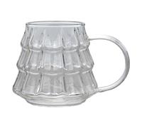 Wisylizv Christmas Tree Glass Mug - 350 ml Festive Coffee Cup | High Temperature Borosilicate Holiday Mug | Cute Cartoon Xmas Tree Gift Cup 9 cm