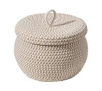 Wisylizv Cotton Rope Storage Basket With Lid - Round Woven Organizer