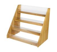 Wisylizv Espositore portatile in legno acrilico - 4 ripiani portatile figurine postcard stand | mensola organizer multifunzionale | cosmetici gioielli foto titolare