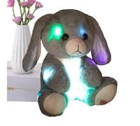 Wisylizv Giocattolo di coniglio di peluche a LED - coniglio di peluche grigio | luminoso e morbido | compagno di luce notturna interattiva per ragazze, camera da, soggiorno, auto da