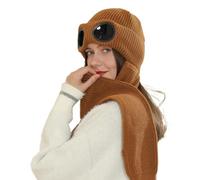 Wisylizv Integrato Ear Protection Windproof Cap - Scarf Elastic Knitting Thick, Warm Conjoined Ear Knitted Hat, Soft Winter Knitted Hat for Men, Women, Adults