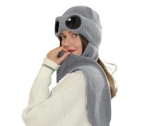 Wisylizv Integrato Ear Protection Windproof Cap - Scarf Elastic Knitting Thick, Warm Conjoined Ear Knitted Hat, Soft Winter Knitted Hat for Men, Women, Adults