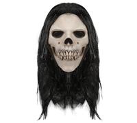 Wisylizv Maschera del cranio inquietante - Maschera inquietante della testa con cicatrici in faccia Full Head per Costume Party Horror