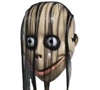 Wisylizv Maschera per Halloween Scary - Maschera da demone | Maschera horror con capelli lunghi | Maschera per performance di danza, scherzi e oggetti di scena divertenti | Spaventosa maschera horror