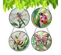 Wisylizv Set di 4 statuette in colorato in acrilico, acchiappasole da 16 cm, per mamma, nonna, , come regalo di compleanno, per la porta, per il giardino, per il balcone, per