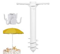 Wisylizv Supporto per ombrellone da spiaggia, robusto portaombrelli, accessorio per trampolino per sport all'aria aperta, giardino, terrazza, piscina, campeggio, 3 spin + gancio bianco, Siehe