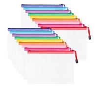 WISYOK 18 cartelline portadocumenti, formato A5, 9 colori, 23,5 x 16,5 cm | Tasca portadocumenti con cerniera, in rete impermeabile, per documenti, per ufficio, scuola e viaggi