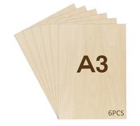WISYOK 6 pezzi Fogli di Legno Sottili, Legno Compensato di Tiglio A3, Fogli di Compensato, Compensato Pirografia, Sottili Tavola di Legno Compensato per Bricolage Pirografia Traforo Laser-420x300x2mm