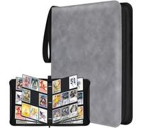 WISYOK Album di Carte da Collezione Grande, Pokemon, 900 Carte da 50 Pagine, In Pelle Scamosciata Impermeabile, Portatile, per Carte da Calcio, Photocard, MTG, TCG (Grigio)