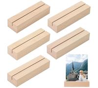 WISYOK Porta Della Carta in Legno, 5 Pezzi di Supporto per Tavolo, Supporto per Cartolina, Supporto in Legno, Supporto per Card di Menu, Supporto per Foto per Matrimoni (10 x 3 x 2cm)