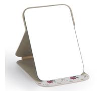 WISYOK Specchi da Tavolo, Specchio Portatile Pieghevole, Specchio da Viaggio, Specchio Trucco con Pelle PU, HD Specchio da Campeggio, Specchi da Tavolo per Bagno, Tavolo da Trucco - 16x12cm (Stampato)