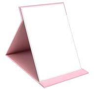 WISYOK Specchi da Tavolo, Specchio Portatile Pieghevole, Specchio da Viaggio, Specchio Trucco con Pelle PU, HD Specchio da Campeggio, Specchi da Tavolo per Bagno, Tavolo da Trucco - 25x18cm (Rosa)