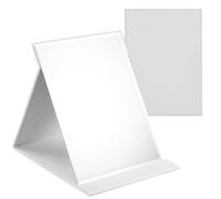 WISYOK Specchi da Tavolo, Specchio Portatile Pieghevole, Trucco con Pelle PU, HD Specchio da Campeggio - 16x12cm (Bianco)