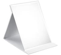 WISYOK Specchi Portatile Pieghevole, Specchio da Viaggio e da Tavolo, Specchio Trucco con Pelle PU, HD Specchio da Campeggio per Bagno - 25x18cm (Bianco)