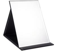 WISYOK Specchio da Tavolo Portatile Pieghevole - Specchio da Viaggio Con Pelle PU, HD per Campeggio, Bagno, Trucco - 25x18cm (Nero)
