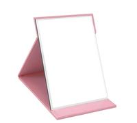 WISYOK Specchio Portatile Pieghevole, Specchio da Viaggio, Specchio Trucco con Pelle PU, HD Specchio da Campeggio, Specchi da Tavolo per Bagno, Tavolo da Trucco - 16x12cm (Rosa)