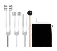 Wisyurt Set di 3 diapasoni (128 Hz, 256 Hz, 512 Hz), diapasoni con martello riflesso per strumenti di vibrazione sonora di guarigione del suono.