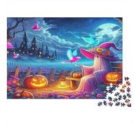 Witch And Castle Adulto Puzzles 1000 Pezzo Materiale Riciclato Witch Cottage Puzzles Puzzle Game Props Accessori per Gioco di Festa Ottima Idea Regalo per Donne 70x50cm/1000pcs