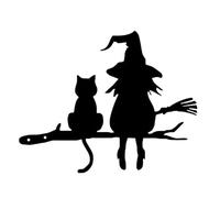 Witch and Cat Stake - Stylish Metal Garden Stakes Yard Decor Halloween