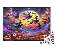 Witch And Moon Puzzle 1000 Pezzos Recycled Halloween Puzzles per Bambini Gioco Genitore-Bambino Props Developing Bambini‘s Intelligence Educational 38x26cm/1000pcs