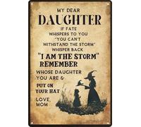 Witch Art Gifts Retro Metal Tin Sign Halloween Compleanno per la decorazione della camera da letto Arte autunnale Decorazione da parete per la stanza Per mia figlia Non dimenticare mai che ti amo 8x1