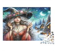 Witch Art Puzzles per Anziani 1000 Pezzi Recyclable Christmas Theme Puzzles Puzzle Game Props Molto Difficile Impegnativa Activity 38x26cm/1000pcs