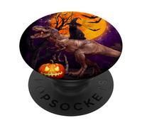 Witch Black Cat Ridding Dinosaur Moon Pumpkin Halloween PopSockets PopGrip Adesivo