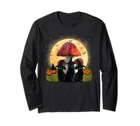 Witch Black Cats And Mushroom Funny Cat Halloween Costume Maglia a Manica