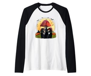 Witch Black Cats And Mushroom Funny Cat Halloween Costume Maglia con Maniche Raglan