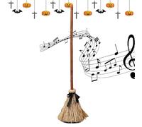 Witch Broom, Dancing Floating Broom With Spooky Sound Effects, ABS Motion Activated Halloween Prop For Porch, Party, Haunted House, Outdoor Trick Or Treat Decor, 43.5 Inches