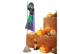 Witch Broom - Stainless Steel+ABS 9.84 Feet | Scary Flying Hover Witch With Voice Control, Yard, Porch - Floating Moving Haunted Dancing Brooms - Flying Witčh Decoration | Halloween Party Decor Prop